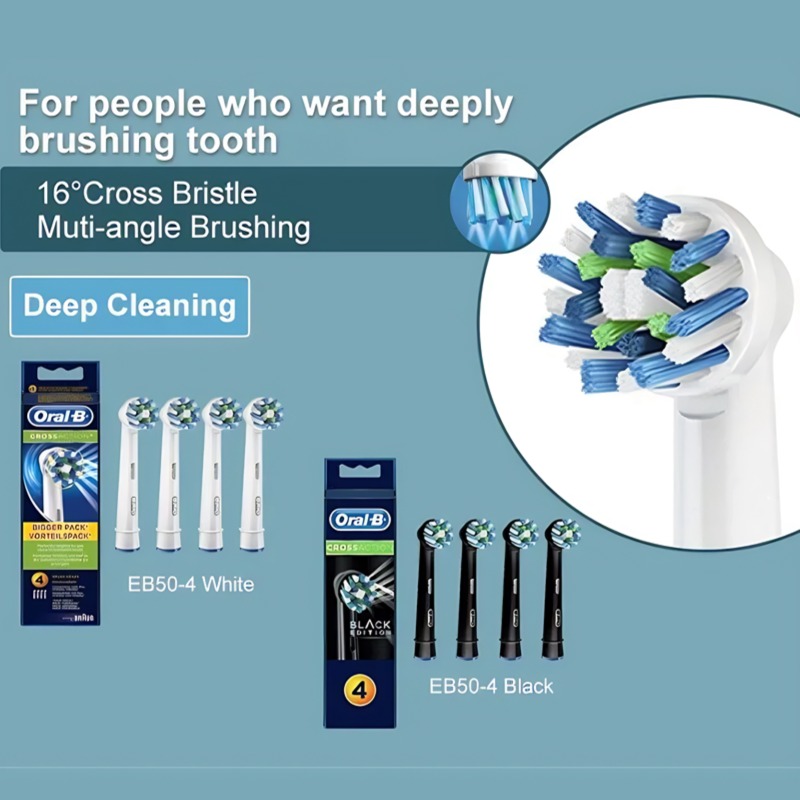 Original Oral B EB50 Brush Heads Cross Action 16 Degree Angle Spare Dental Nozzles for Electric Toothbrush D12/D16/DB4010/DB4510