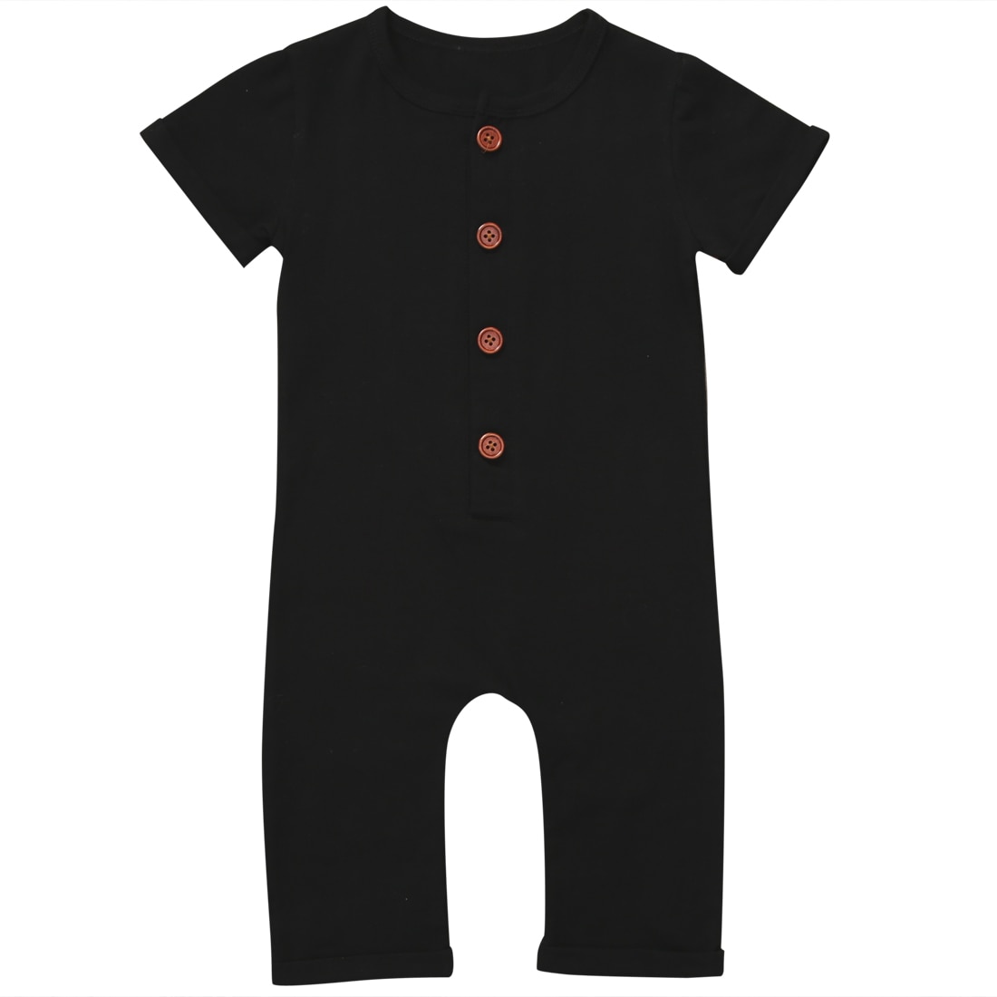 Summer Infant Newborn Baby Boy Girl Button Romper Pure Color Short Sleeve Jumpsuit Clothes Outfits