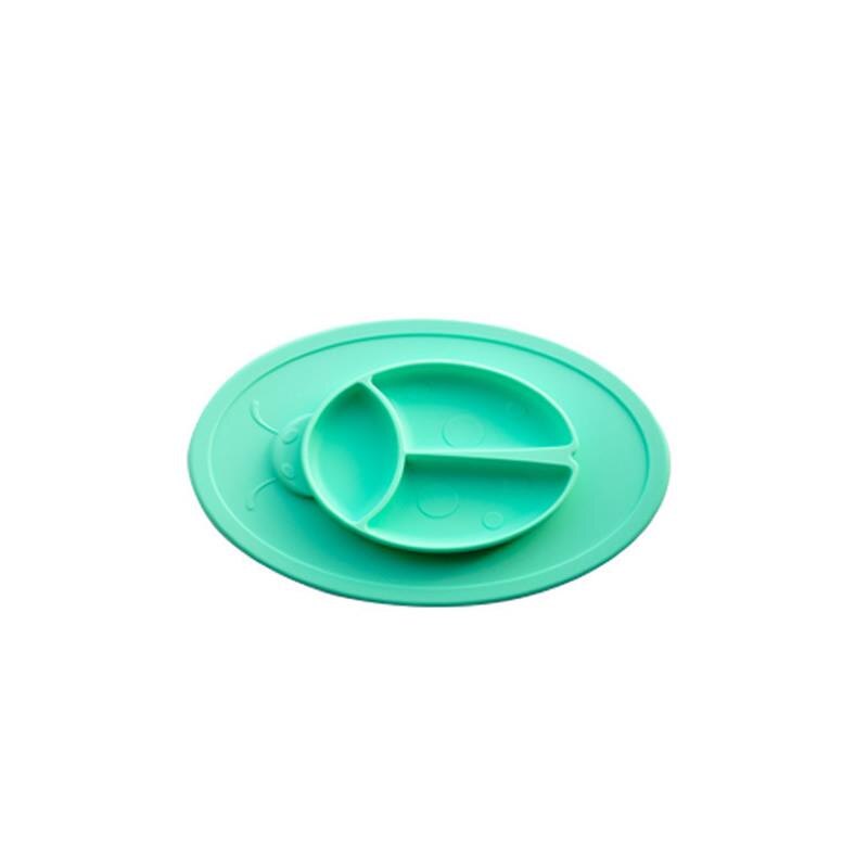 Cartoon Baby Dishes Meal Plate Meal Mat Silicone Easy Cleaning Tray for Children Kids food Holder Tray Food Container Tableware: mint green