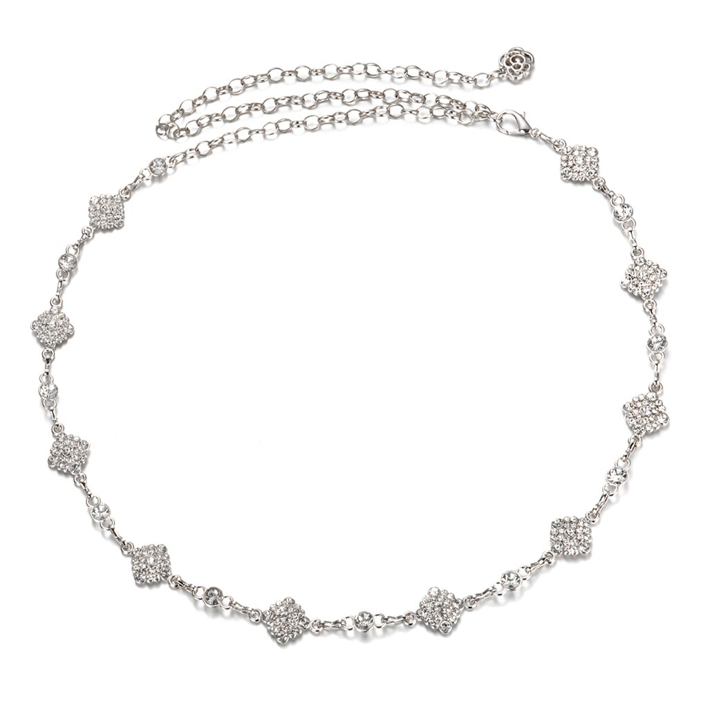 Vrouwelijke tailleband met strass steentjes, tailleband met rokketting, decoratie sieraden