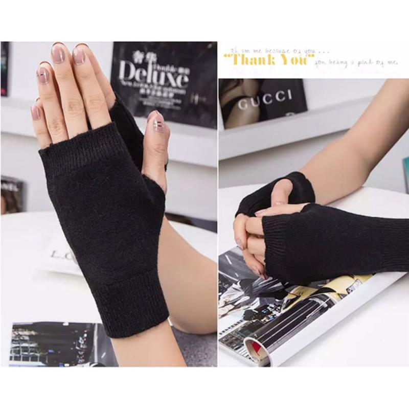 Winter Cotton Gloves Half Finger Sports Fingerless Gloves Knit Short Men's Women's Autumn And Winter Thin Arm Sleeves