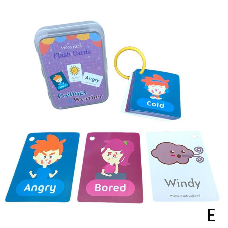 Montessori Cartoon Language Learning Cards Kids Early Development Learning Educational Language Training Ognitive Memory Cards: E