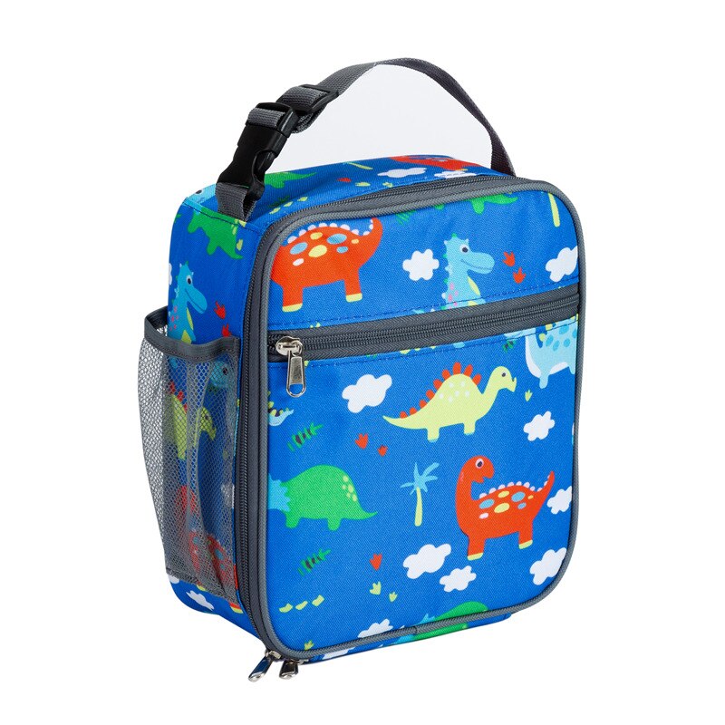 Heopono Portable BPA free Fitness Cool Box Boys Girls Children Thermal Lunch Box Kids Animal Printing School Insulated Lunch Bag: Blue Dinosaur bag / Standard Size