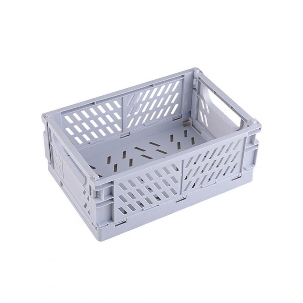 Storage Crate Stackable Large Capacity Multifunctional Foldable Kitchen Warehouse Basket: Light Blue S