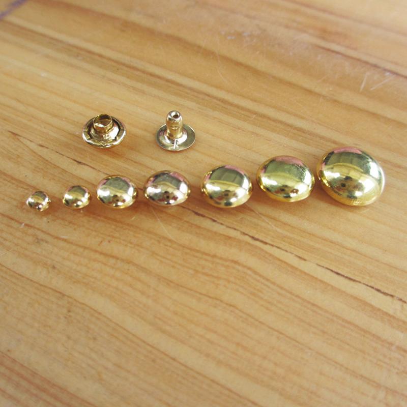 Remaches de hongo redondos de 6mm, remaches de cobre con cara de hierro, cuero, Cartera de artesanía, botones de sujeción, 100 Uds. Por lote