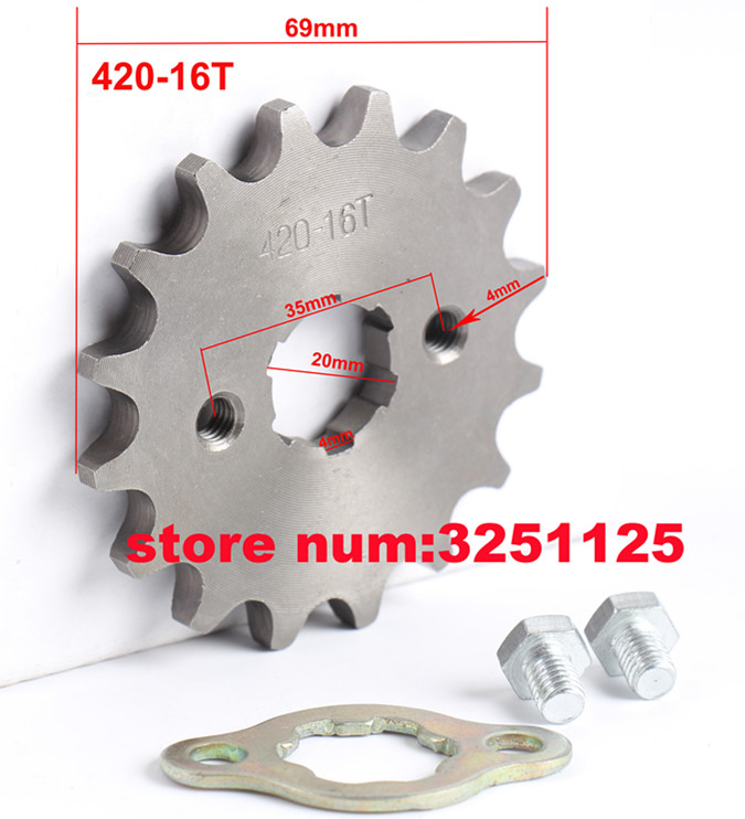 Atv 420 18 tand 20mm front motor kæde tandhjul gear til 50cc - 160cc kinesiske 4 hjulede quad pit dirt monkey cykel motorcykel: 16t
