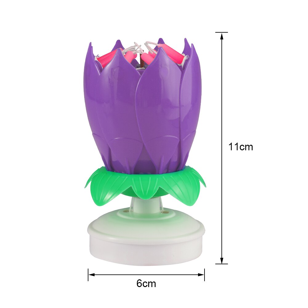 1/2/5Pcs Kaars Lotus Bloem Roterende Gelukkige Verjaardag Muzikale Kaars Party Diy Cake Decoratie Kaarsen Voor kinderen: Purple