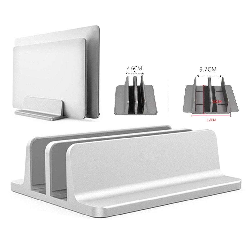 Besegad Dual-Slot Vertikale Einstellbare Laptop Stand Tabletten Kühlung Unterstützung Halterung Halfter für Apfel MacBook Profi Lenovo Notizbuch