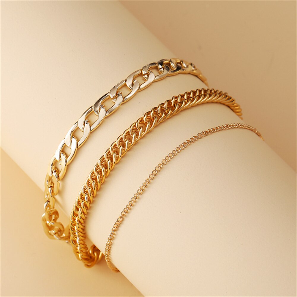 Vintage Simple Link Chain Armbanden Voor Vrouwen Meisje Gouden Ketting Enkelband Set Bohemian Been Enkel Enkelbandje Armband Zomer Strand Sieraden: 03