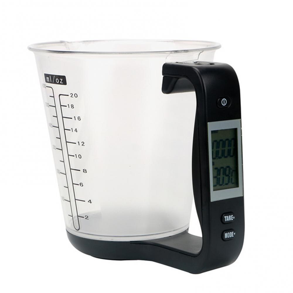 Electronic LCD Display Weight Scale Digital 1000g Kitchen Flour Water Measurement Cup with Baking Supplies: Black
