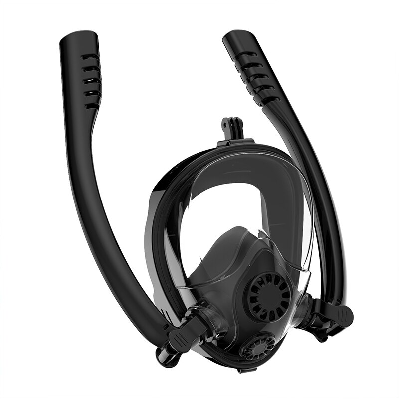 Waterproof Underwater Full Face Diving Mask Anti Fog Dual-tube Swimming Snorkel Equipment: Black S