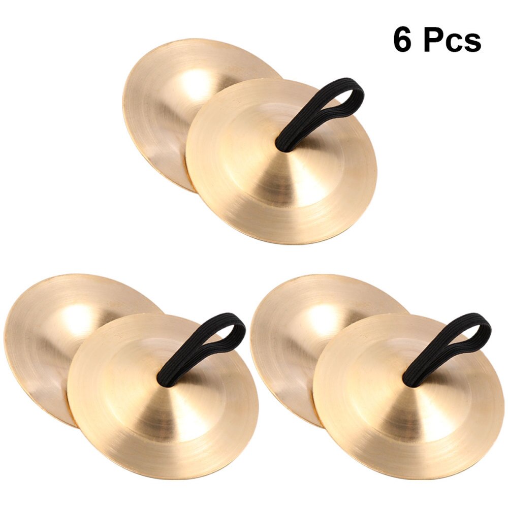 Instrumentos musicales para danza del vientre, platillos para dedos de cobre de percusión, accesorios de baile, instrumento de percusión (dorado), 6 uds.
