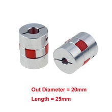 Acoplador flexível 5mm a 8mm do conector do motor do acoplamento d20l25 5x8mm do eixo flexível da ameixa de alumínio de 4 pces