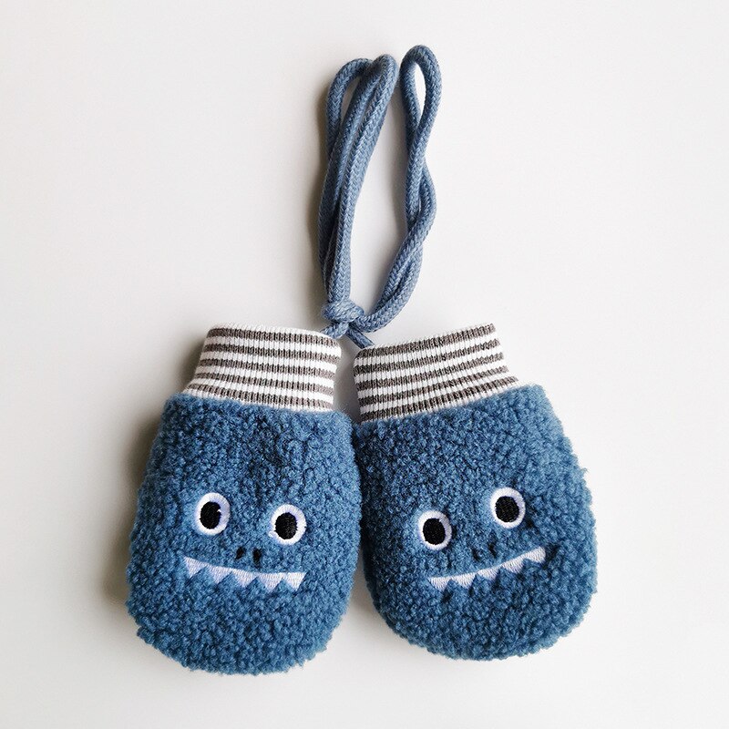 Crianças meninos meninas luvas de inverno bebê dedo cheio luvas engrossar infantil velo criança mão mais quente luvas 1-4y: Azul