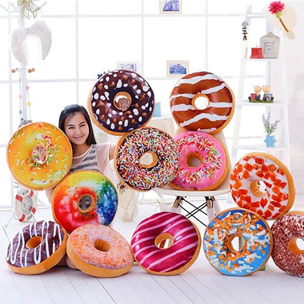 Tapis de voiture en peluche 3D, nourriture Donut en peluche drôle, maison canapé chaise, coussins de voiture
