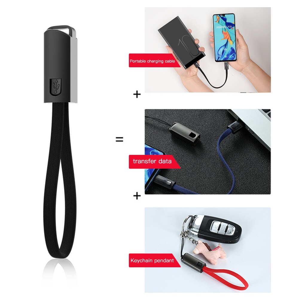 Corrente chave micro usb tipo c relâmpago cabo de carregamento rápido para samsung s10 a51 a71 note10 carregador chaveiro cabo curto cabel