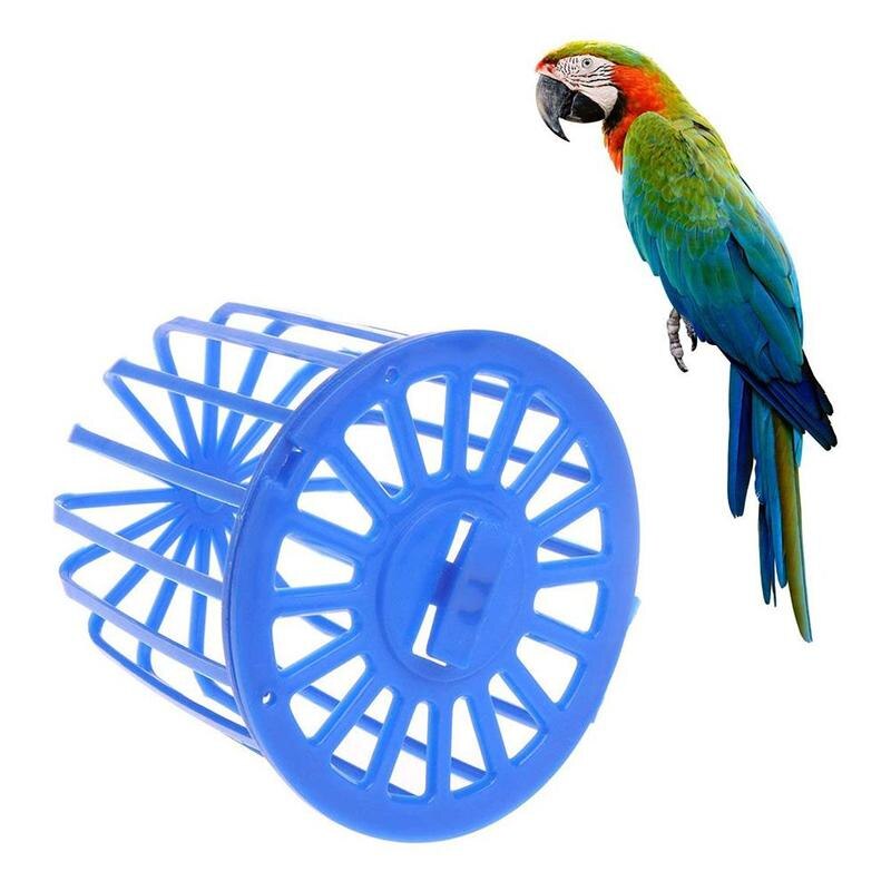 Parrot bird feeder fruit cage vegetable holder cage accessories bird basket container toys pet hanging blue supplies G7H2