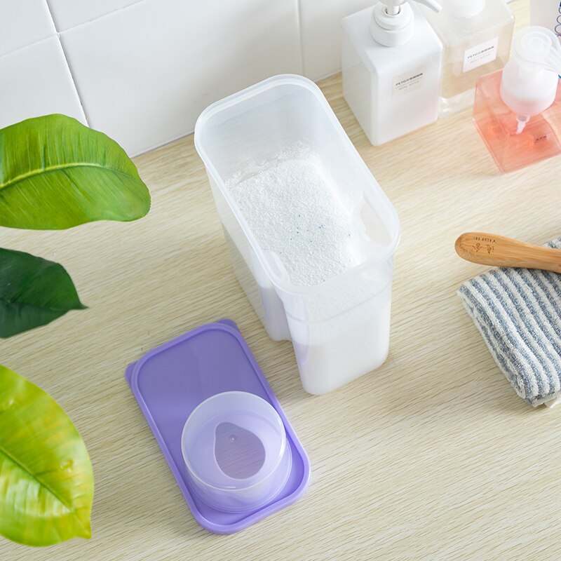 Plastic washing powder storage box for household transparent covered laundry container tank mx7111743