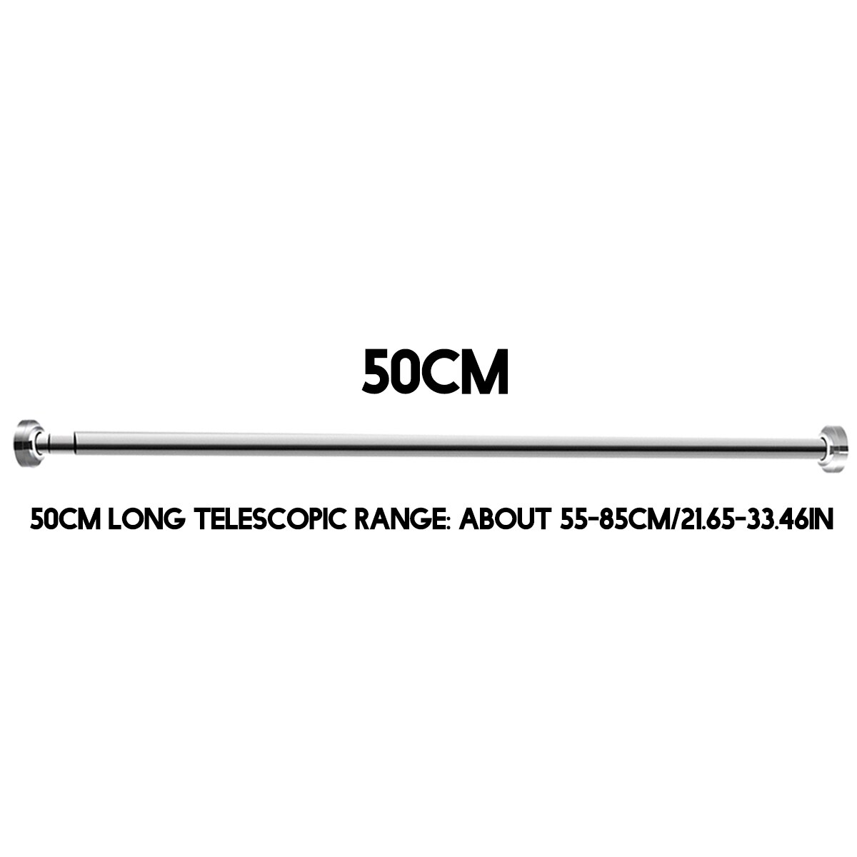 50CM-150CM Shower Curtain Rod Curtain Pole Adjustable Stainless Steel Spring Tension Rod Rail for Clothes / Towels / Curtains: 50cm