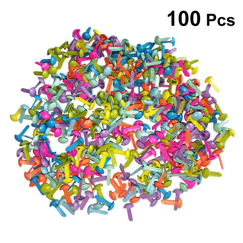 100Pcs Mini Brads Diverse Kleuren Ronde Brad Pastel Brads Voor Scrapbooking Ambachten Maken Stempelen En Diy-8x2 0mm/5.5x11mm
