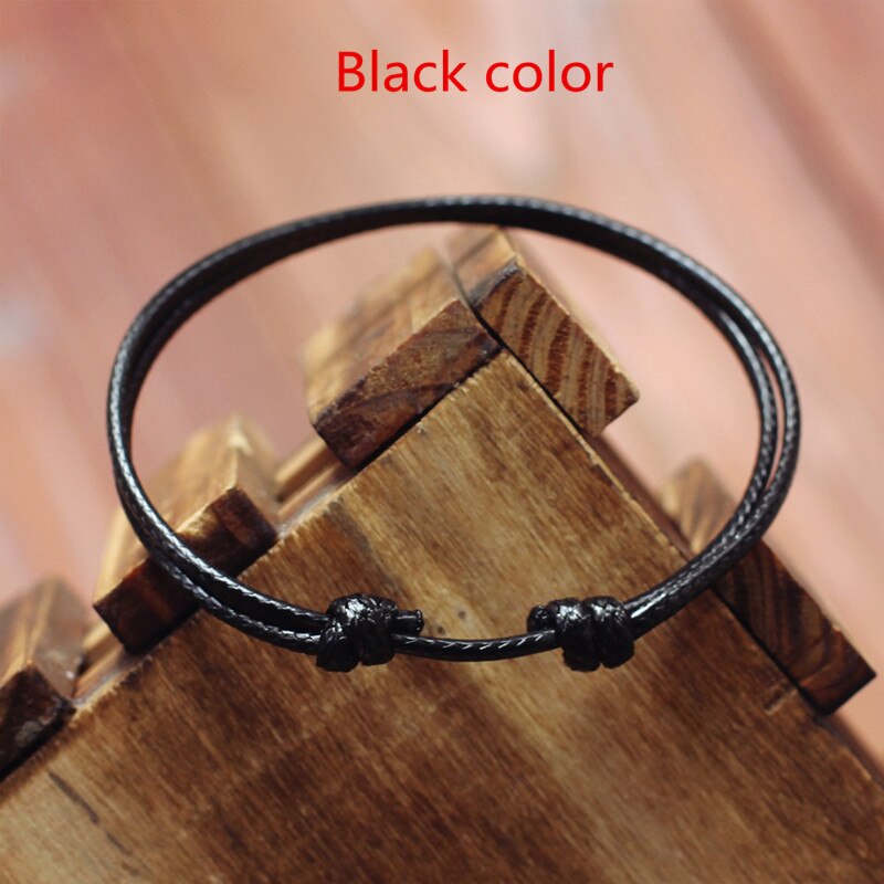 2x Leather Cord Sliding Knot Adjustable Couple Leather Bracelet Jewelry Making Findings Lucky Black Red Cord Friendship Bangle: 2 pieces black