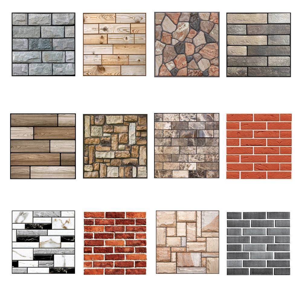1PC 3D Stone Wallpaper Wall Sticker Decor Embossed Brick Simulation Tile Wall Sticker For DIY Home Bathroom Kitchen Decoration