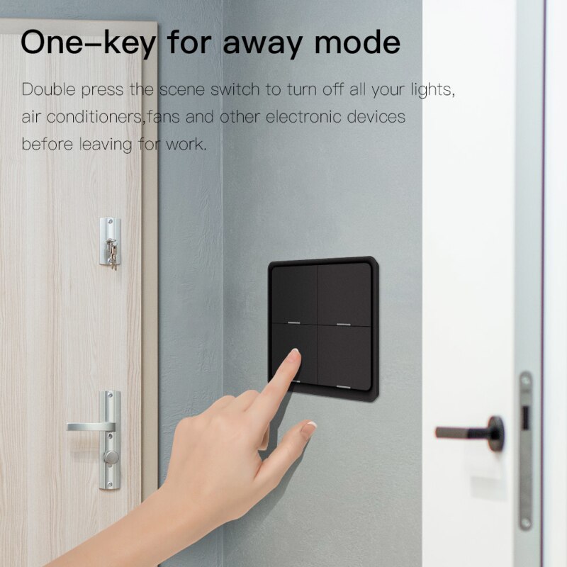 Tuya ZigBee 4-Gang Smart Wireless Scene Switch Sticker Push Button Controller Wall Light Switch Smart Life APP Remote Control