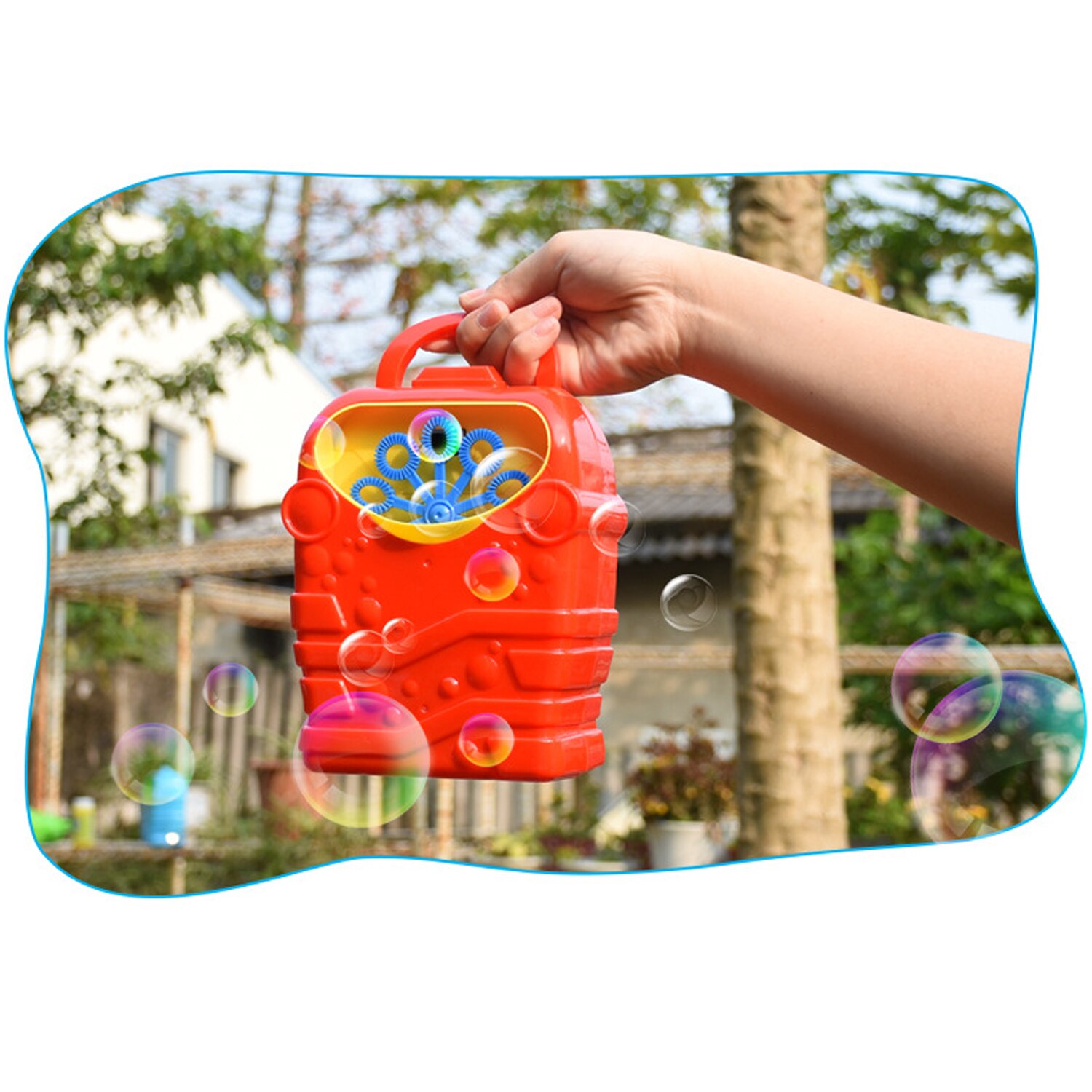 Kids Cute Funny Red Cartoon Automatic Electric Bubble Machine Blower Handle Battery Powered Outdoor Sports Soap Bubble Maker Toy