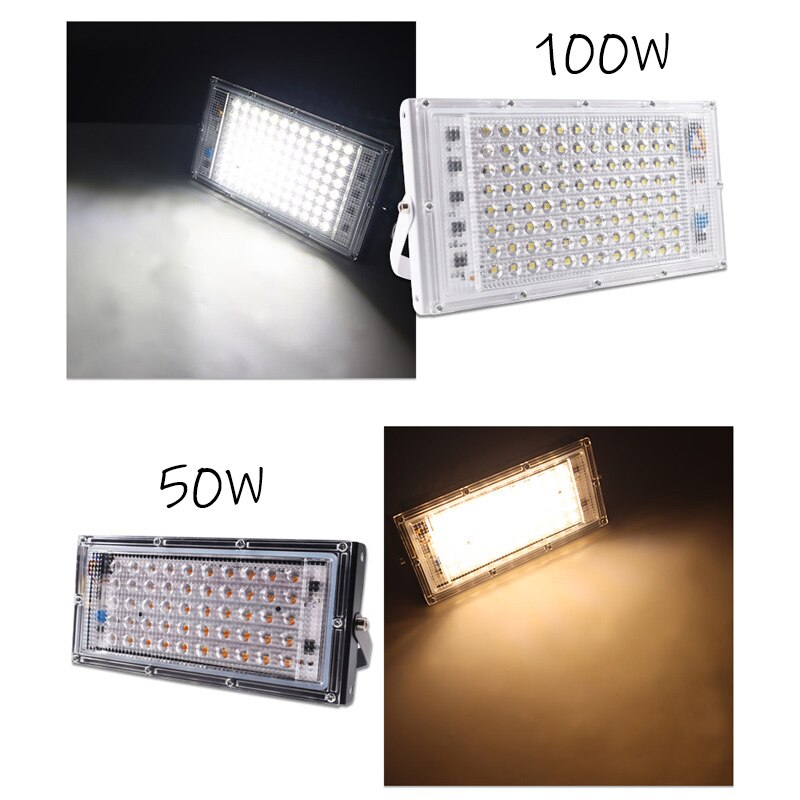 ledet flomlys 50w 100w ac 220v 240v utendørs flomlys søkelyset varm kald ledet gatelampe  ip65 vanntett landskapsbelysning