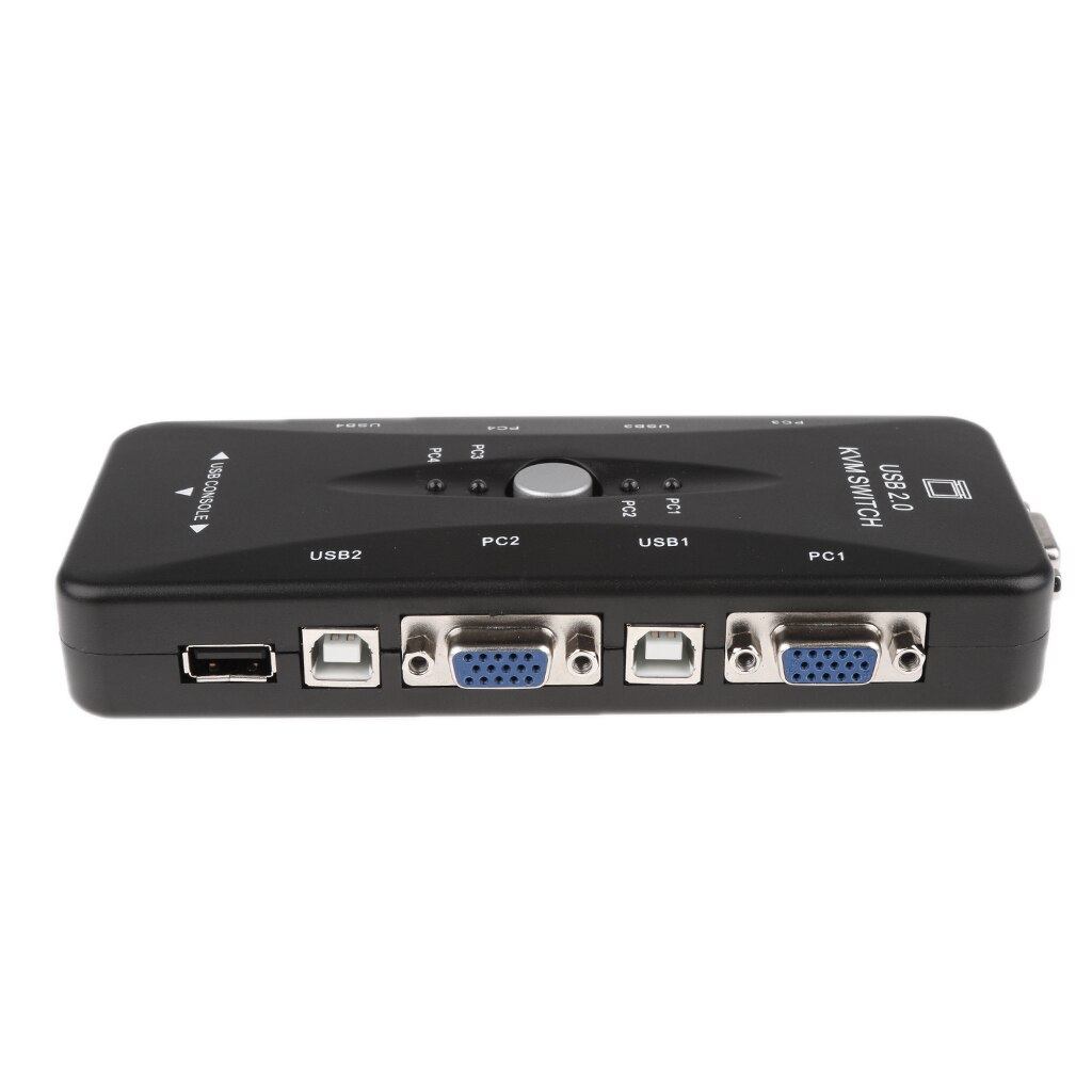 USB 2.0 KVM Switch Box Connects Printer Keyboard Mouse 4 Computers Use