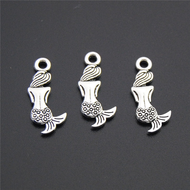 50PCS di Colore Argento Bella Little Mermaid Pendenti E Ciondoli Per Monili Che Fanno FAI DA TE A2260