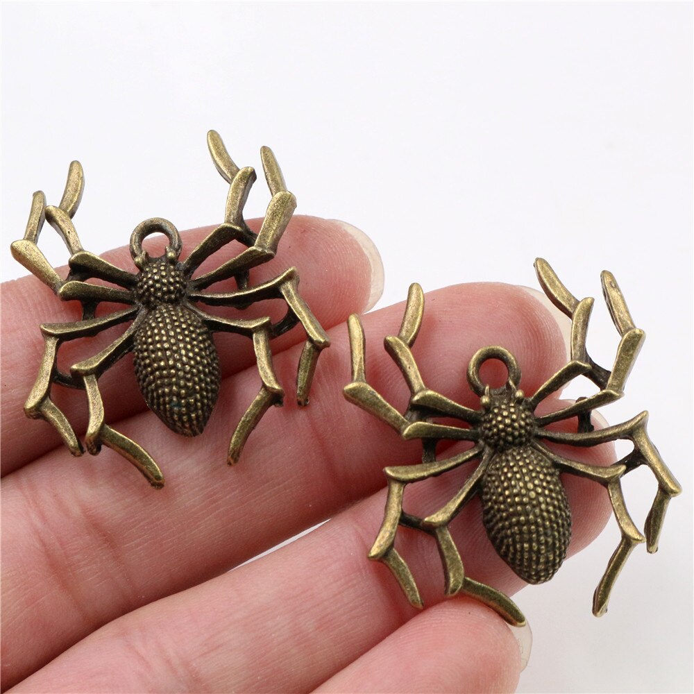 35x32mm 5 stücke Antike Bronze- und Antike Silber Überzogene Spinne Handgemachte Charme Anhänger: DIY für Armbinde halskette: Q3-15