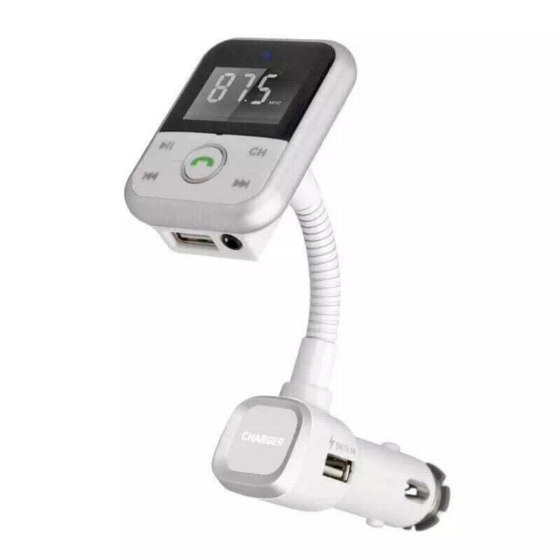 BT67 Car Bluetooth Handsfree Kit Car Adapter Charge with Remote Control Audio Cable Box Packing Portable Audio: Silver