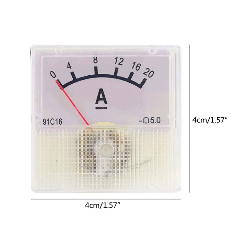 Square Shape Current Test Mechanical Pointer Type DC Panel Meter DC 0-20A 91C16 23GB
