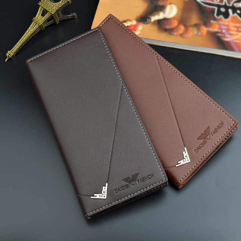 Men's Long Wallet MaleThin Vertical Youth Soft Coin Purse 3 Fold High Capacity Standard Slim Wallet