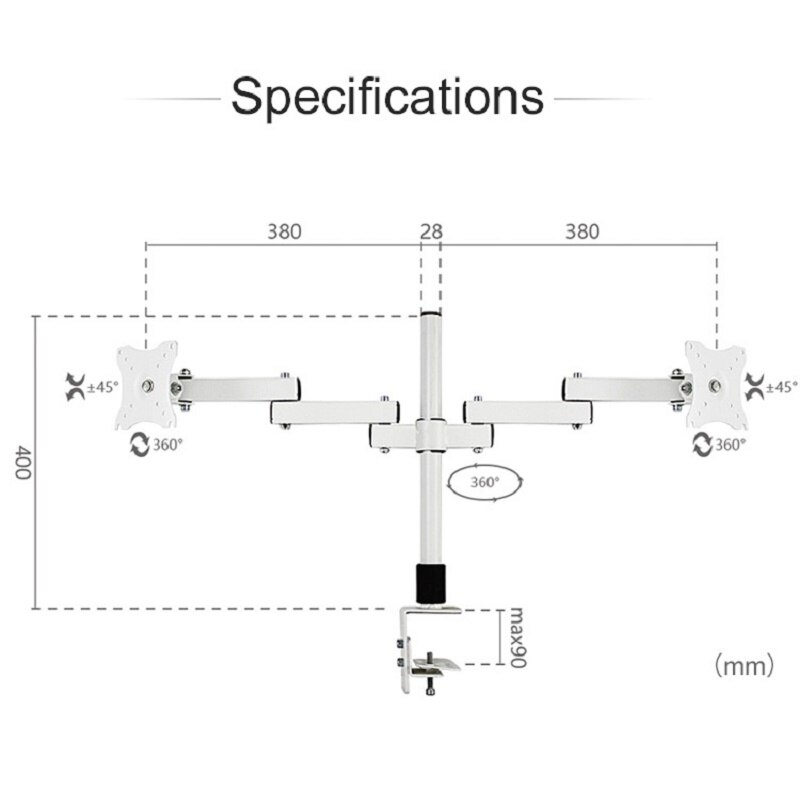 HILLPORT 10-27" Full Motion Dual Monitor Desktop Stand Holder Clamp Grommet Hole Base PC Mount Foldable Arm Soporte Support XD50: XD60-400