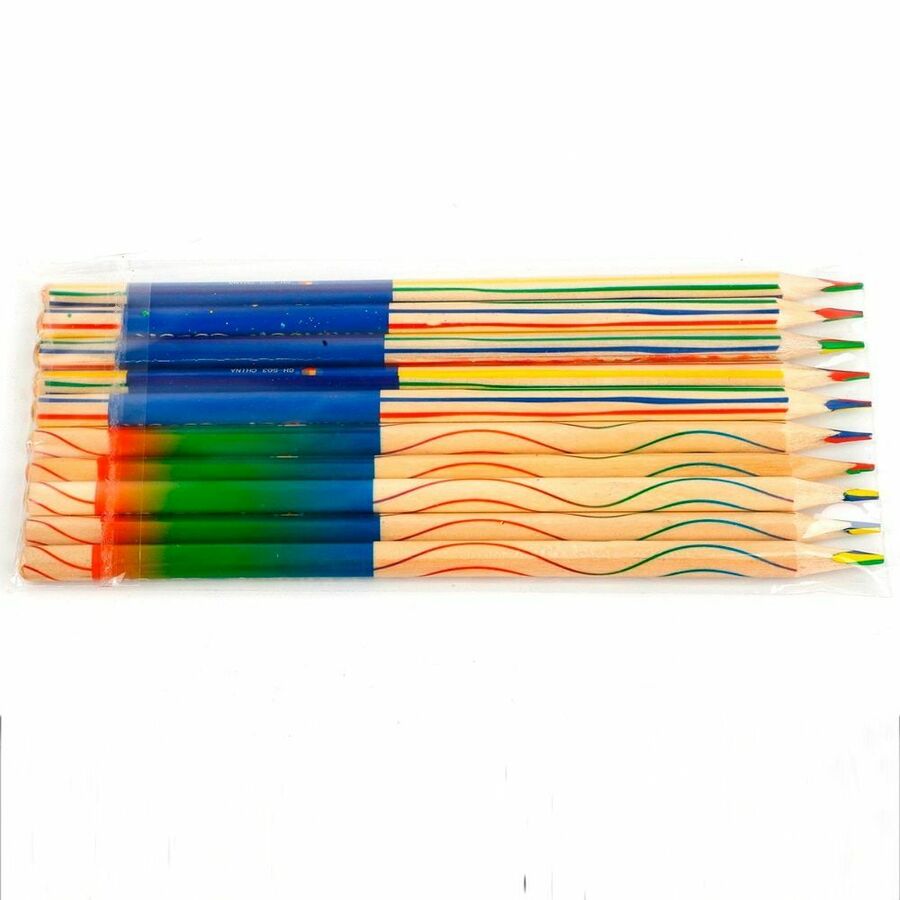 10 st/set trä färgpenna trä regnbåge barn skola graffiti ritning målningsset flerfärgad refill pennor konstverktyg