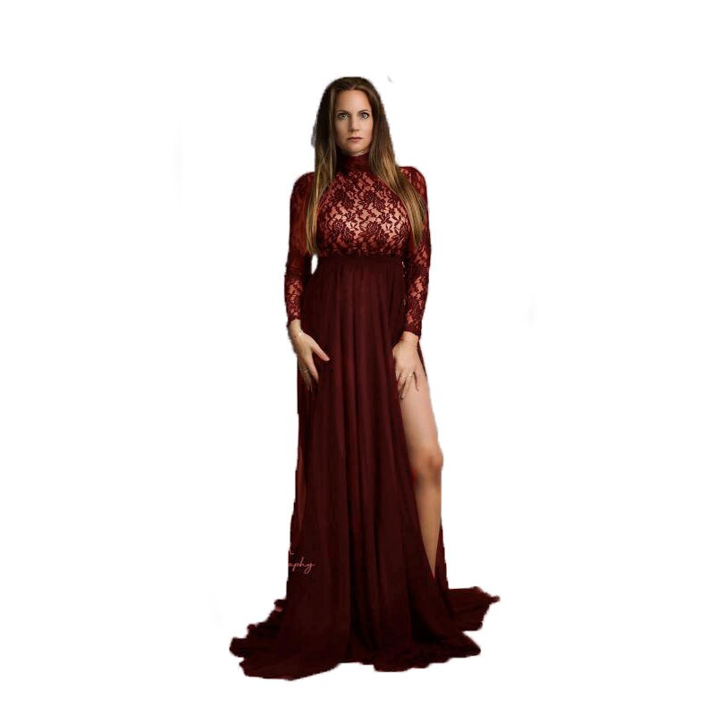 neue Mutterschaft Spitze Kleid Kleider für Foto Schießen Schwangere Gesamt + Chiffon Schwangerschaft Fotografie Requisiten Q0411