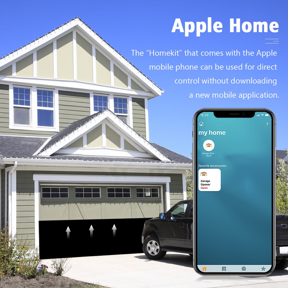 Sensor de apertura de puerta de garaje Apple Homekit, interruptor Wifi, Control por voz Siri, Tuya Smart Life, compatible con Alexa y Google Home