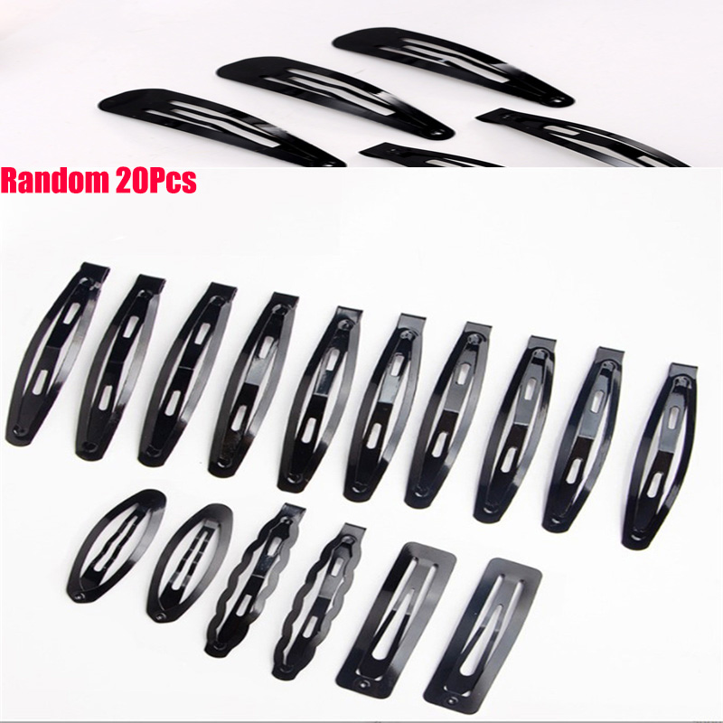 Lot de 20 accessoires pour cheveux de femme, coréenne, frange en alliage, pince à cheveux élégante pour coiffure, épingles latérales noires solides, ornements pour dame: R