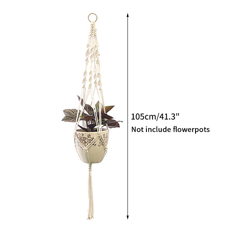 Tuinieren Groene Plant Hangende Mand Katoenen Touw Hanger Bloempot Handgemaakte Macrame Pot Zakmuur Boho Binnenplaats Home Decor: Roze