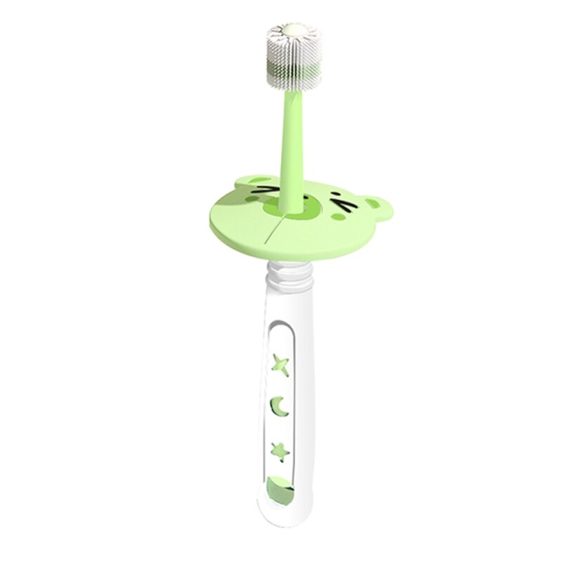 Baby 360-degree Free Rotation Toothbrush Child Safety Soft-bristled Toothbrushes 87HD: Green