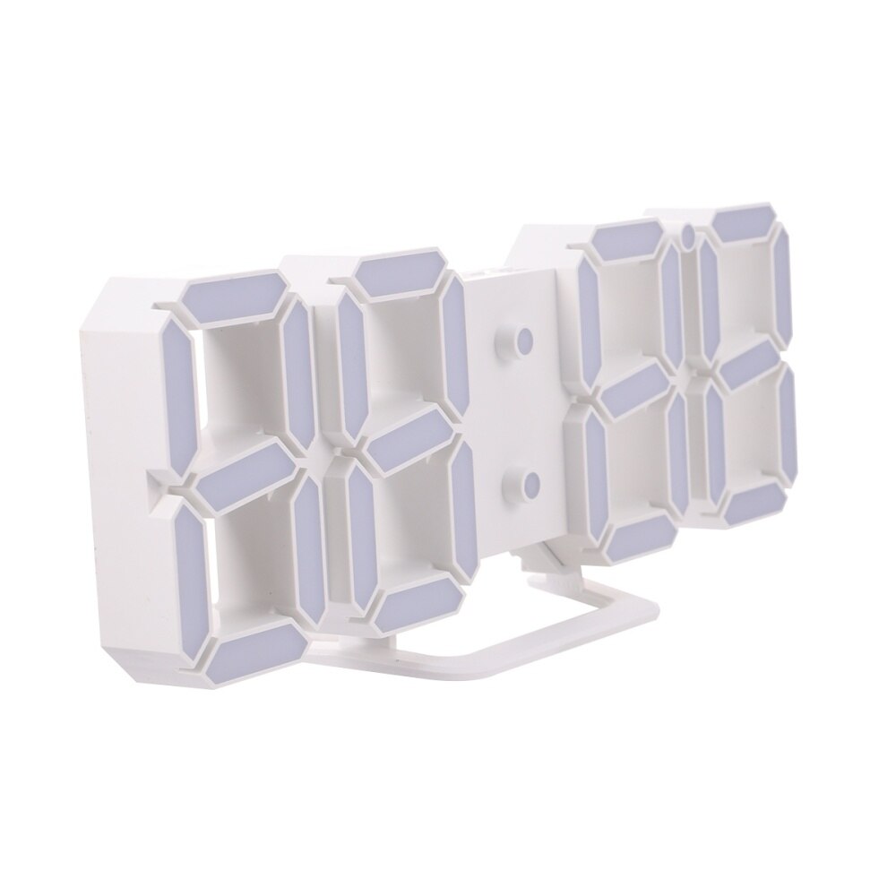 3D LED Digital Clock Wall Desk Alarm Clock USB Charging Clock for Home Office (White, White Numbers): White