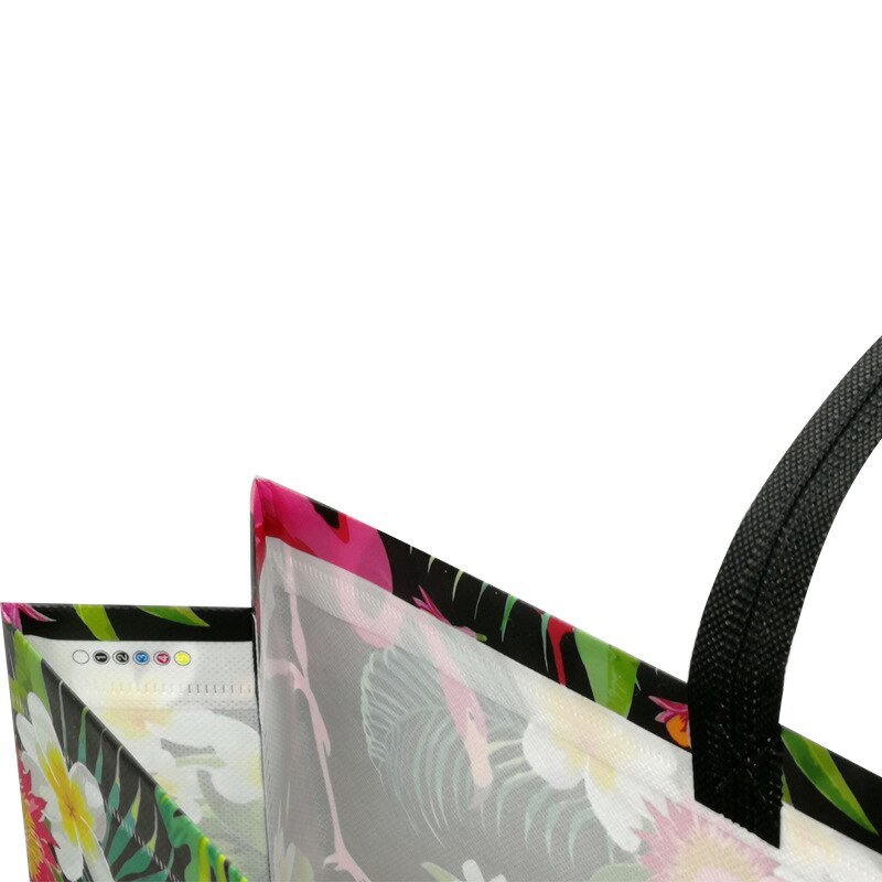 Durable Clothing Tote Bag Customization Eco-friendly Shopping Bag Pouch Travel Flamingo Printing Non-woven Fabric Folding Bag