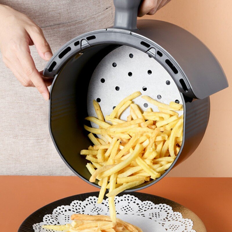 100Pc/Bag Air Fryer Steamer Liners Premium Perforated Wood Pulp Papers Non-Stick Steaming Basket Mat Baking Utensils For Kitchen