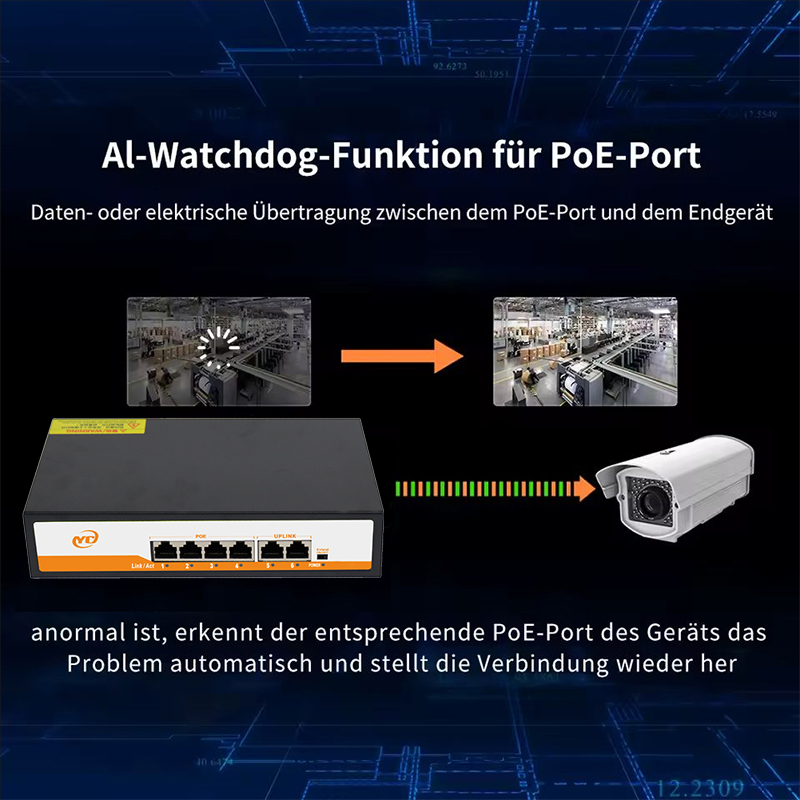 Novo switch ethernet gigabit poe rj45 de 6 portas com plug and play não gerenciado 802.3af/at uplink, para câmera ip/nvr