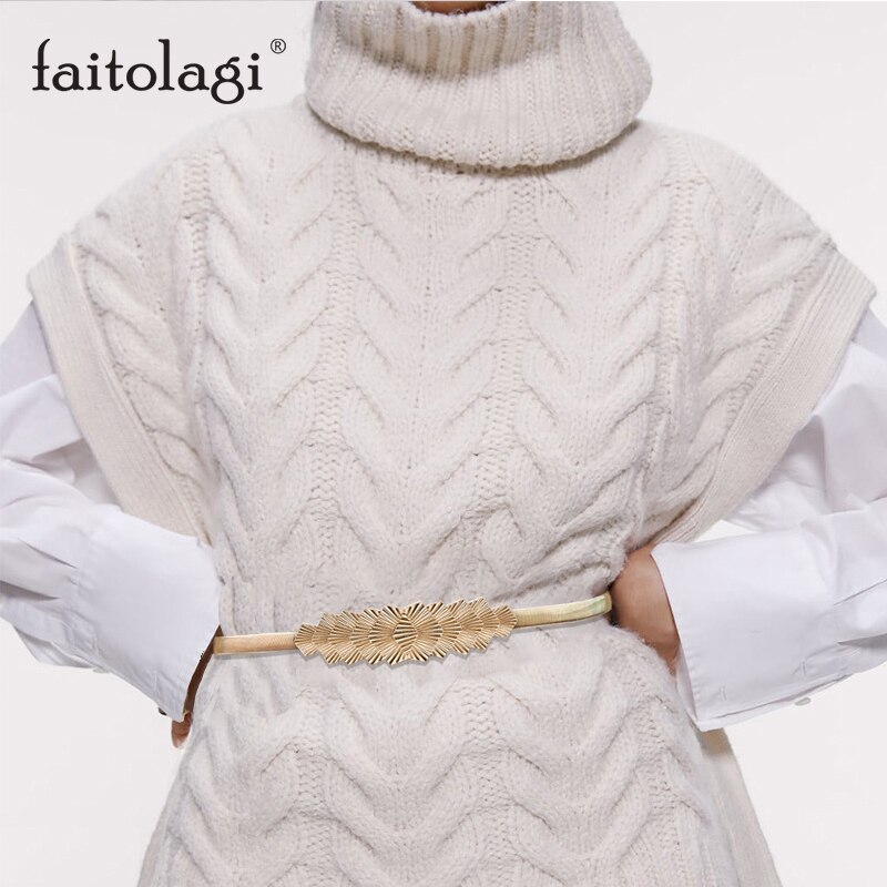 Gold Taille Gürtel für Frauen Kleider Elastische Kette Weibliche Gürtel strecken Dünne Damen Gürtel Bund elastique ceinture femme