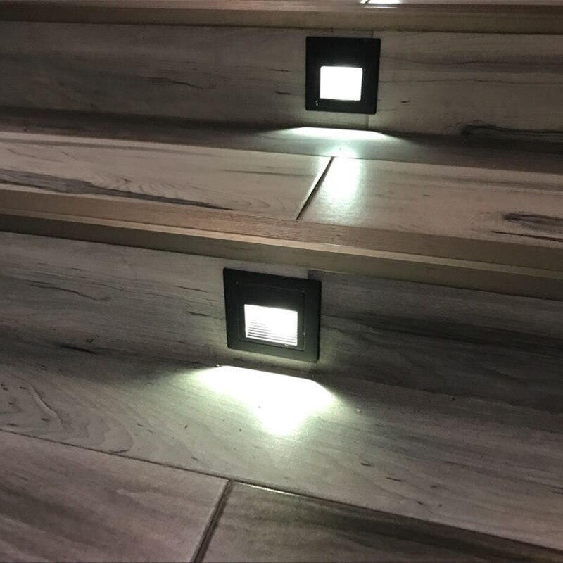 BEIAIDI 6pcs/Lot 3W LED Recessed Stair Step Light Outdoor Floor Stair Aisle Corner Light Villa Hotel Garden Footlight Wall Light