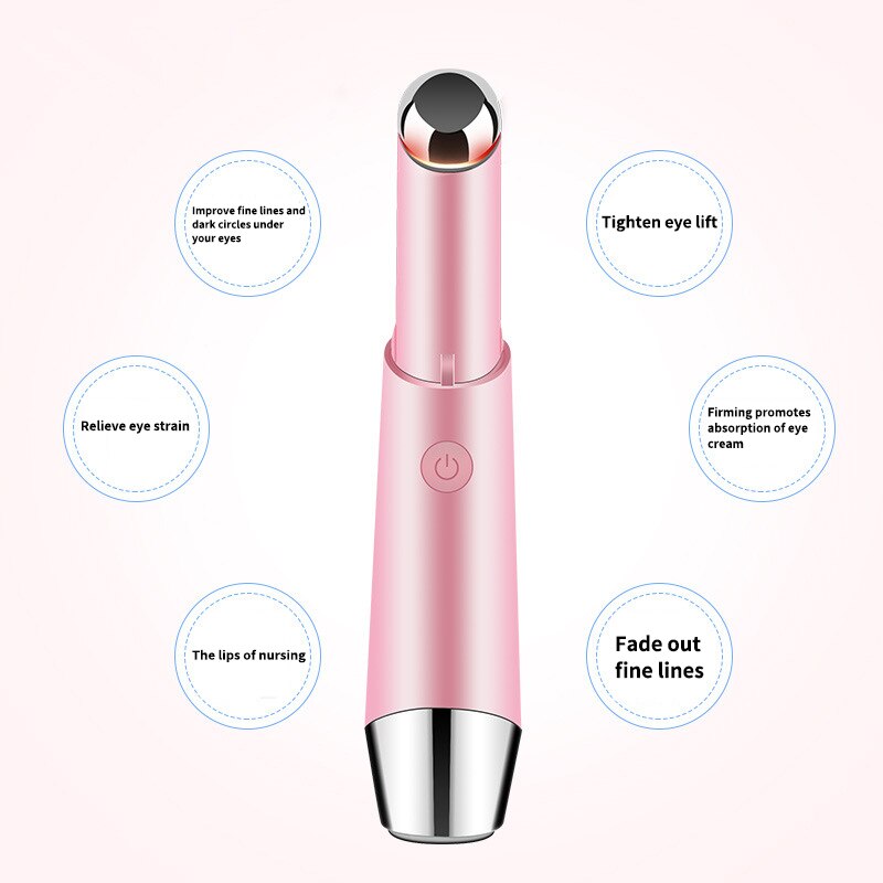 Elektrische Oog Massage Apparaat Lip Facial Stimulator Verwijderen Donkere Cirkel Wallen Removal Trillingen Dunne Gezicht Anti Rimpel (Roze)