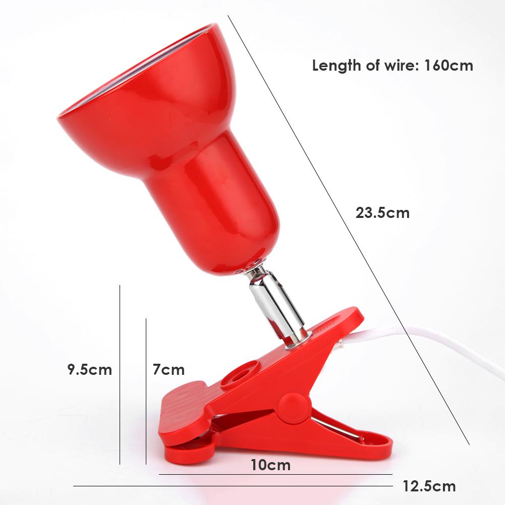 Durable Reptile E27 Lamp-socket Kit 360 Degree Rotation Heating Lamp Clip Cover Clip-on Bulb Light Holder	EU Plug: Red
